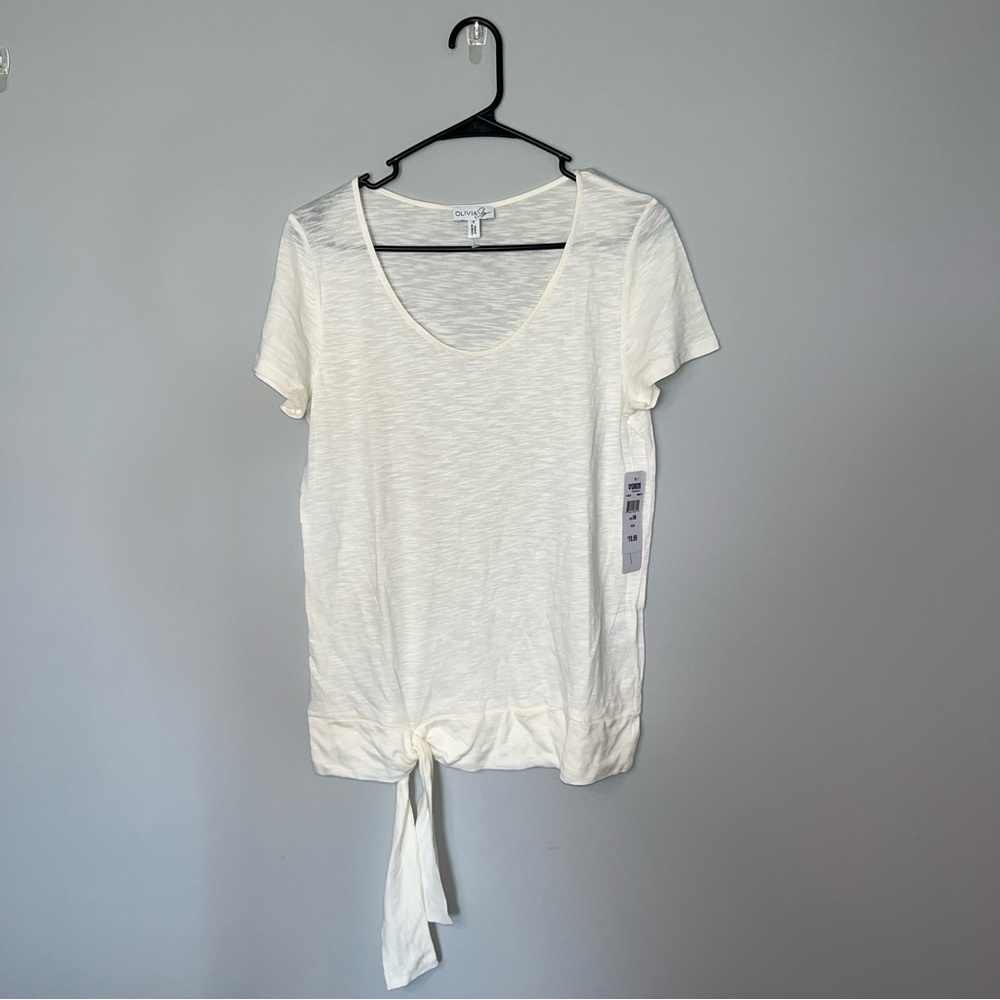 NWT Olivia Sky Cream Tie-Front Tee